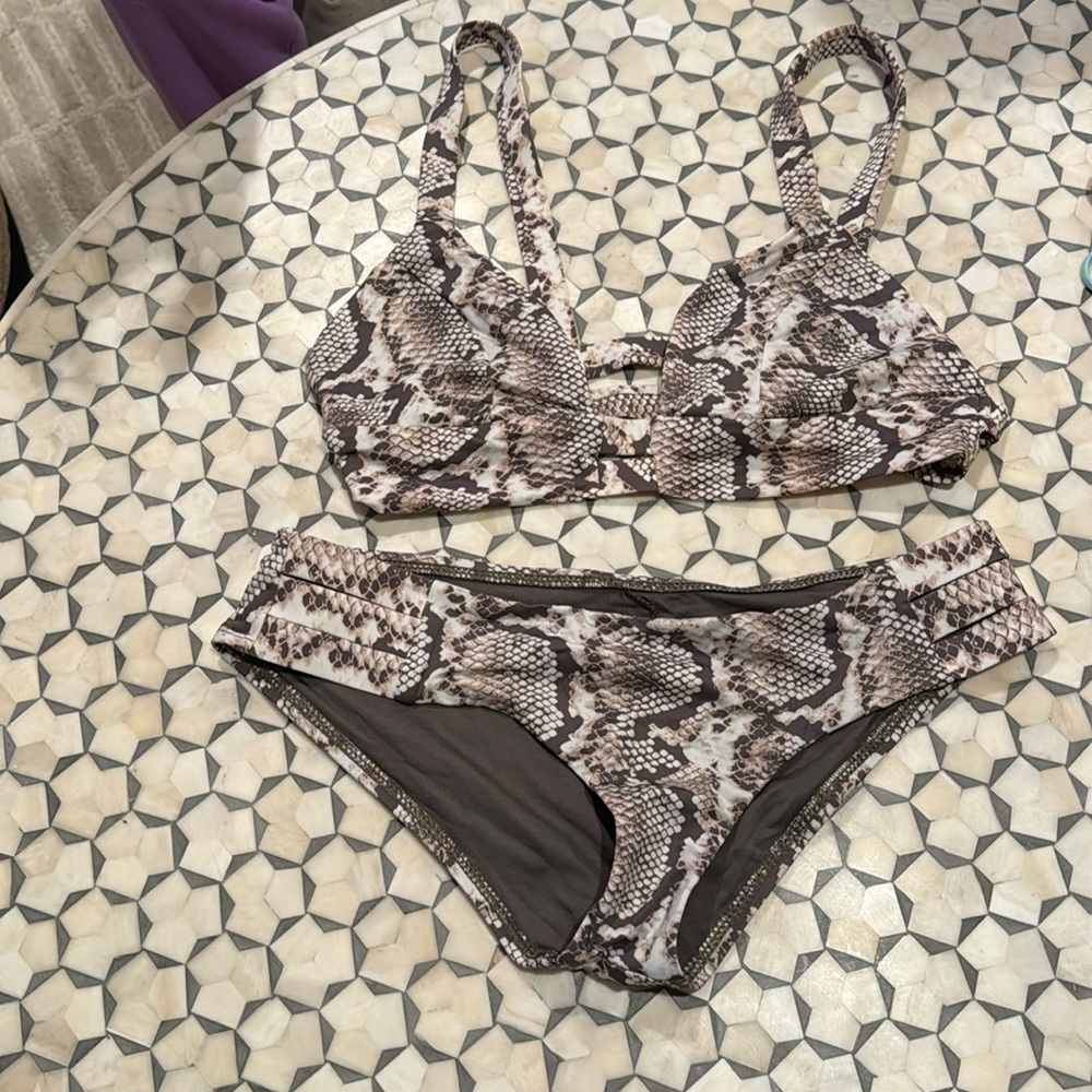 Snake skin print suit
